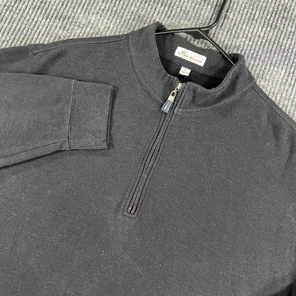 Peter Millar Pullover Sweatshirt Mens XL Extra Large Black Long Sleeve Golf 1/4